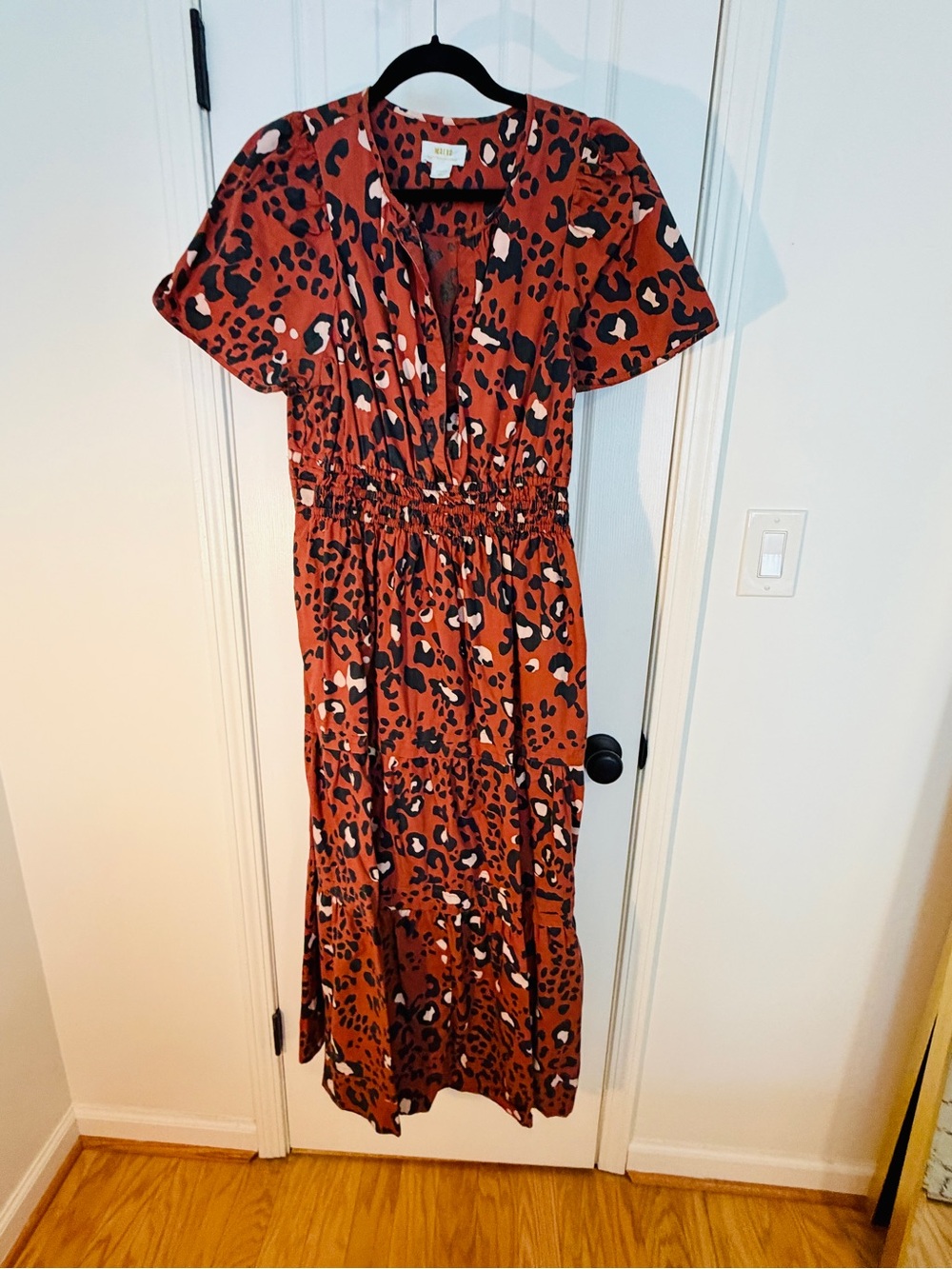 Anthropologie Maeve Rust Leopard Print Sommerset Maxi Dress